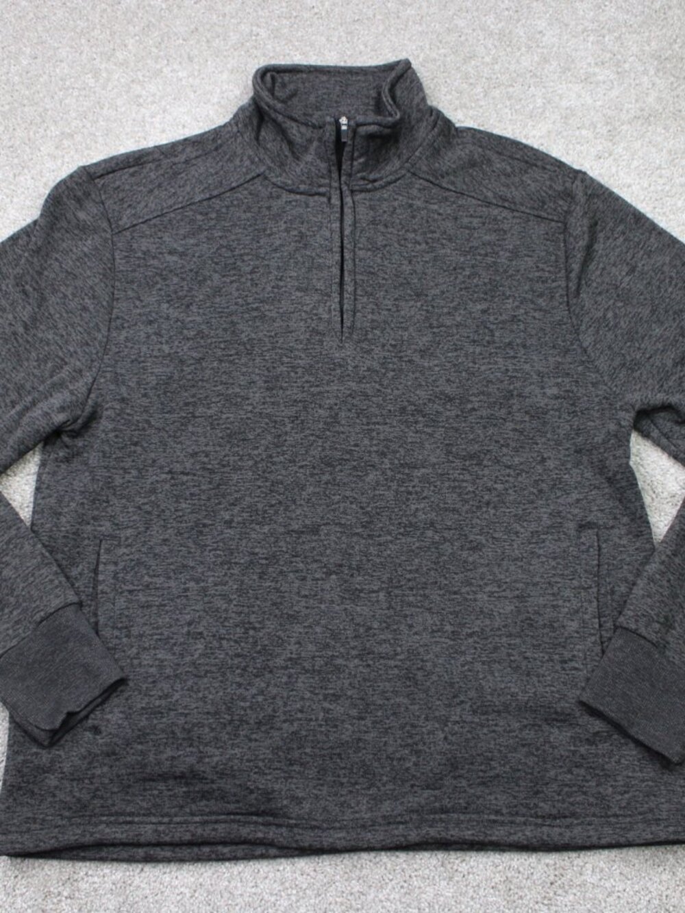 Legend Sweatshirt Mens Medium Gray 1/4 Zip 100% Polyester Pullover Sweater